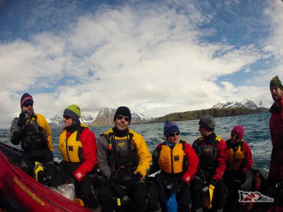 Animado, rumo a nossa primeira sessão de caiaque, em Prion Island, na Geórgia do Sul
